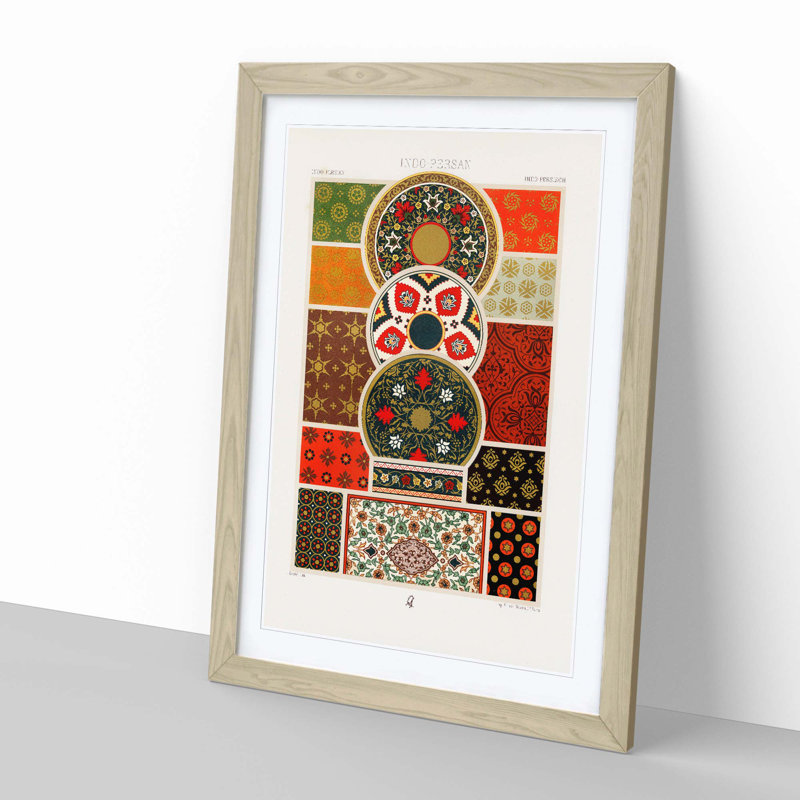Indo-Persian Themed Patterns by Albert Racinet - Framed Print, Oak, 76cm H x 50cm W x 2cm D