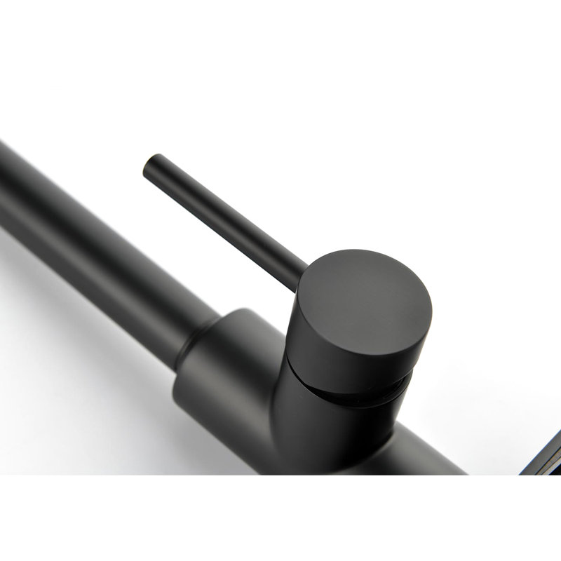 Kitchen Pull Down Faucet, Stainless Steel, Matte Black, 360 Rotatable Nozzle, Two Water Output Settings, Convenient Temperature & Flow Adjustment Black Steel Swiveling Easy