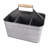  Rustic Galvanized Metal Caddy Basket with Mango Wood Handle, 11 x 7 x 9.5 Inch Organizer, Gray