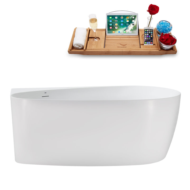59.1'' x 28.7'' Soaking Acrylic Bathtub, Brushed Brass