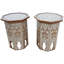 Ensemble de table de bout en bois massif andalou abstrait