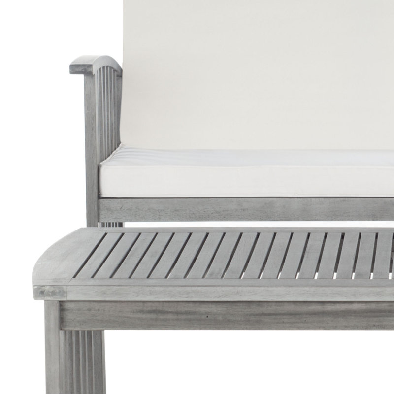 Delosreyes Acacia 4 - Person Patio Conversation Set with Cushions, Gray Wash Frame/Beige Cushion