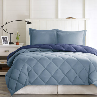Reversible Down Alternative Comforter With 3M And Flanged Edge Shams Full/Queen Filling
