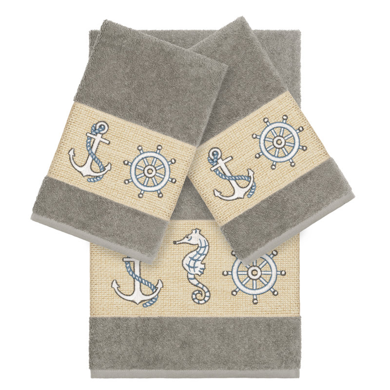 Easton 3-Piece Turkish Cotton Towel Set, Dark Gray, 3 Pieces Towel Set