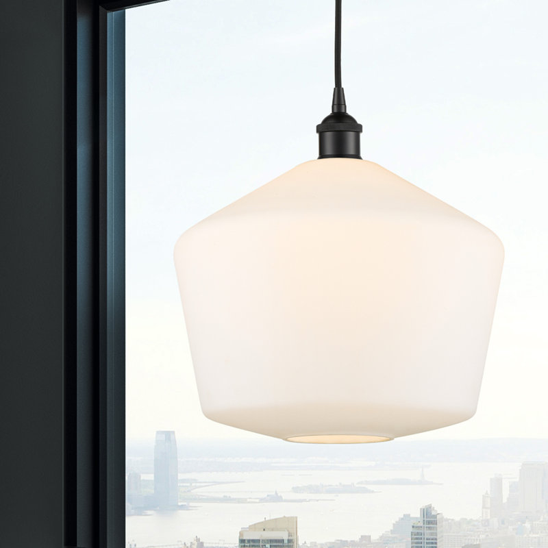 Luminaire suspendu 1 lumière Gabbie, Blanc mat, Noir mat