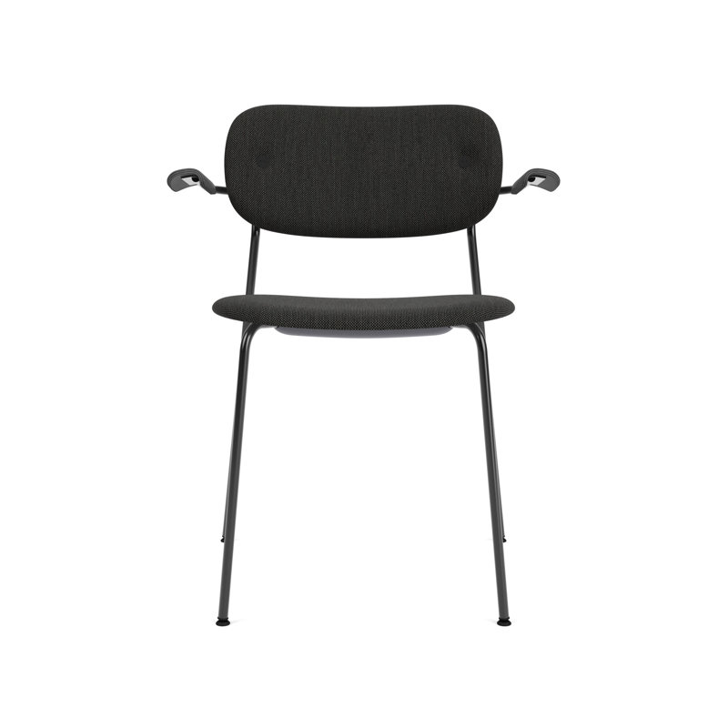 Co Upholstered Arm Chair, Black Oak, Black, Black Linen