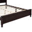 Grand lit plateforme en bois rétro, finition noyer foncé, lattes en bois, solide et stable, facile à assembler, sans sommier avec support, et stable, installation, non requise