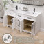 Ensemble de meuble-lavabo autoportant classique en bois massif avec lavabo double 60 po-99820189