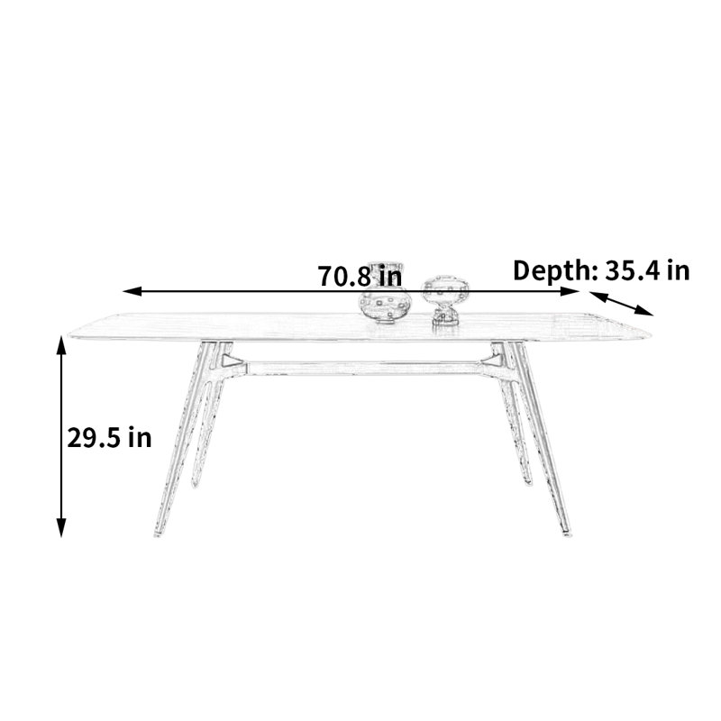 Petite table à manger de style petit appartement, H 29,5 po x L 70,8 po x l 35,4 po