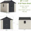 Remise de rangement extérieure en résine Patiowell 8 x 8 pi avec plancher, remise en plastique avec fenêtre et porte verrouillable pour le jardin, la cour arrière, rangement pour outils, facile à installer en beige