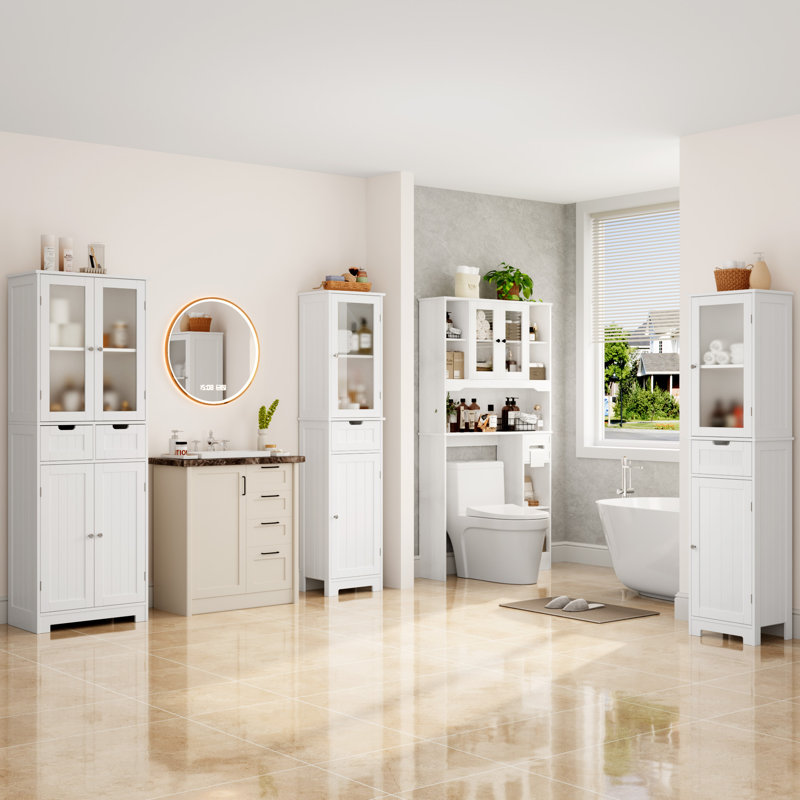 5-Piece Bathroom Storage Cabinet Sets, White