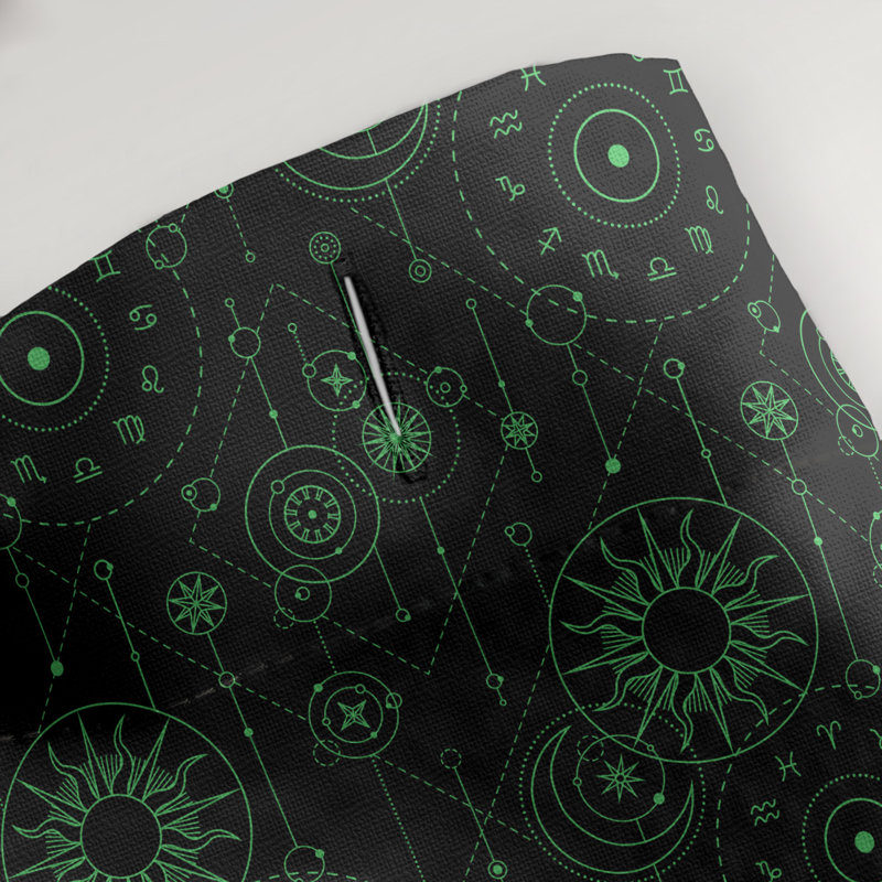 Rideau de douche simple astrologie, Noir / Vert