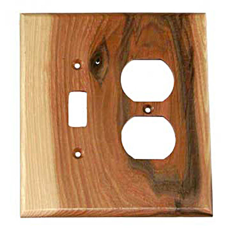 Traditional 2-Gang Toggle Light Switch / Duplex Outlet Combination Wall Plate, Rustic Hickory