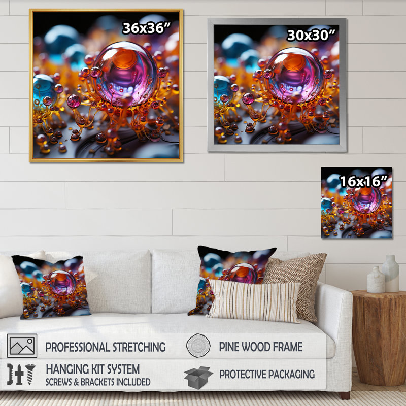 «3D Molecules Microscopic Wonders - Abstract Shapes», art mural sur toile, Toile tendue, H 36 po x l 36 po x P 1,5 po