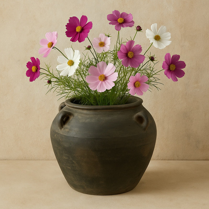 Vase de plancher en céramique Edmeston, H 10,63 po x l 14,17 po x P 14,17 po