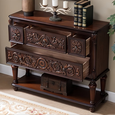 Vintage Four-Drawer Accent Chest with Bottom Shelf
