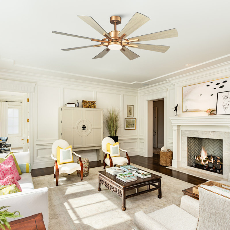 Trosclair 60'' 8- Blade Reversible DC Ceiling Fan with LED Lights and Remote Control