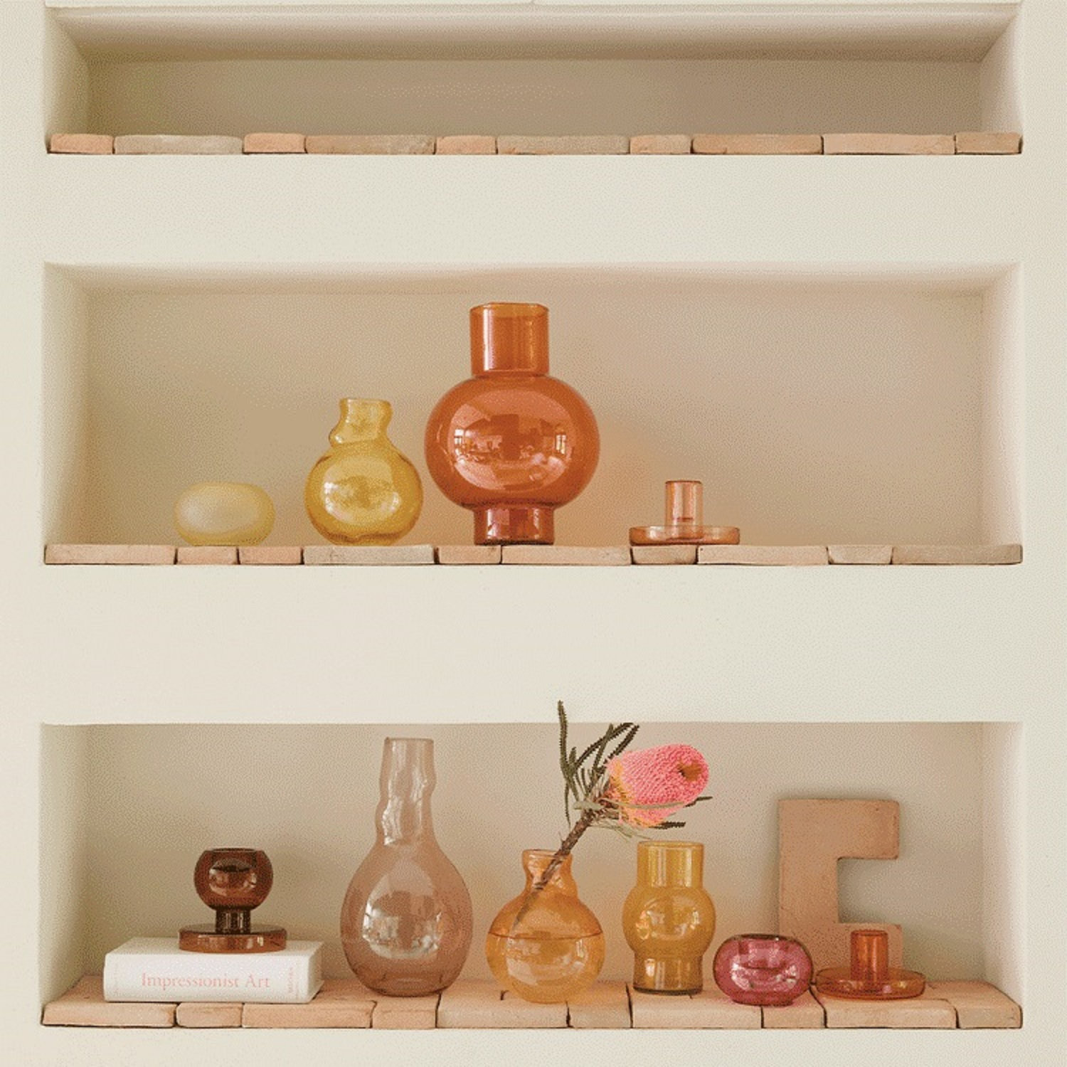 Clarabelle Table Vase, Orange Rust, 9.45" H x 7" W x 7" D