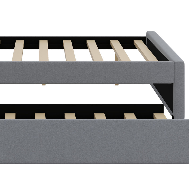 Upholstered Platform Bed With Trundle, Gray