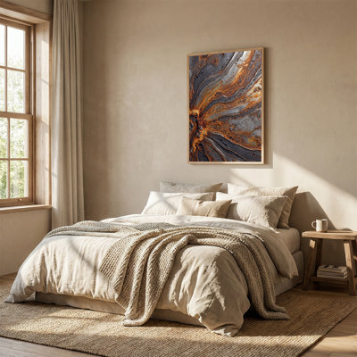 Art mural sur toile tourbillonnant gris foncé et orange