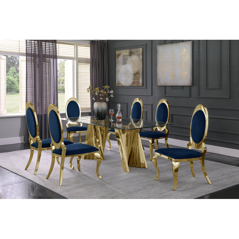 Ensemble repas pour 6 personnes, Doré, Bleu marine