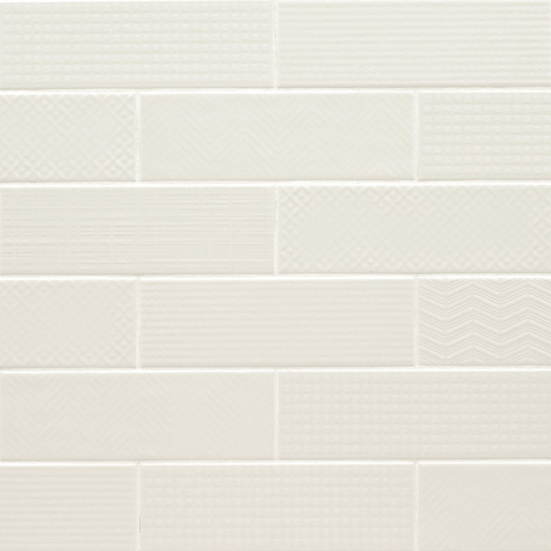 Metrola 3D Mix 4 in. x 12 in. Glossy Ceramic Subway Wall Tile, Meringue