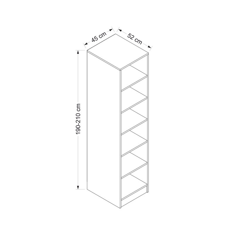 Elina Manufactured Wood Wardrobe, 210cm H x 45cm W x 52cm D, Dore