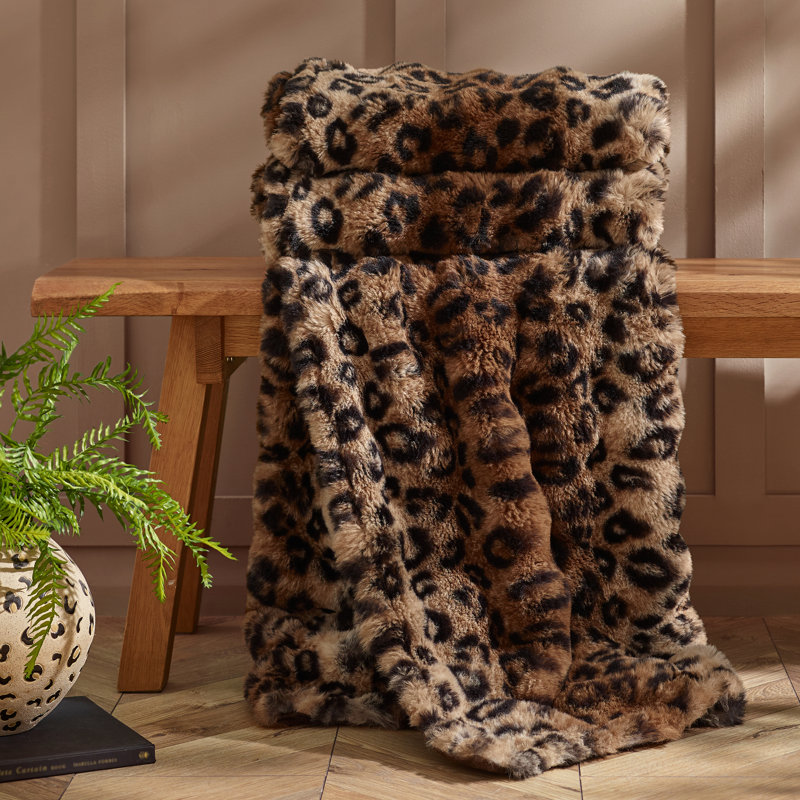 Animal Print Faux Fur 130x170cm Blanket Throw