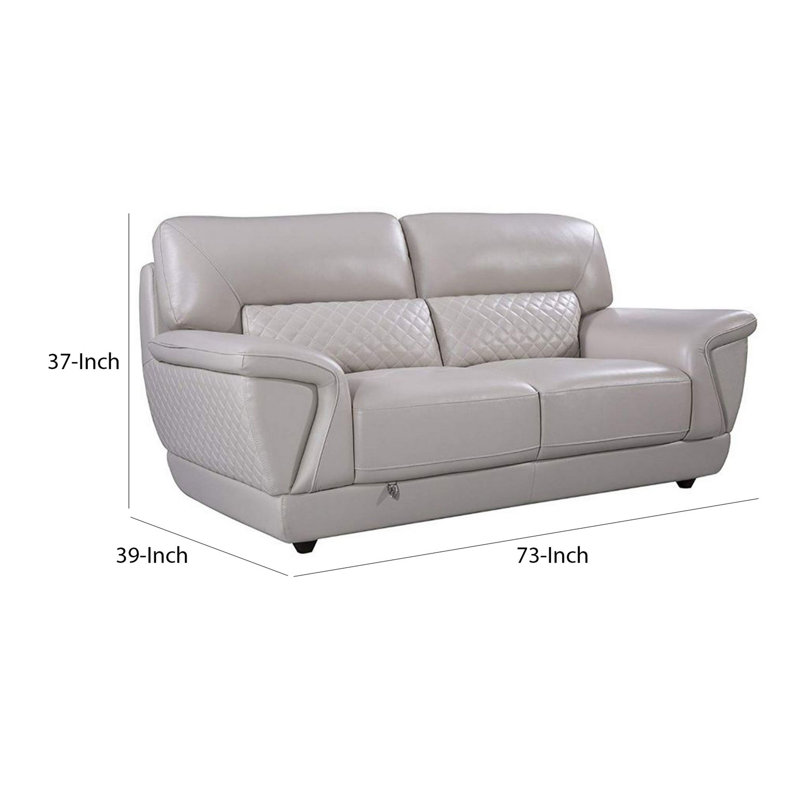 Causeuse en cuir Kopervik, Cuir gris assorti