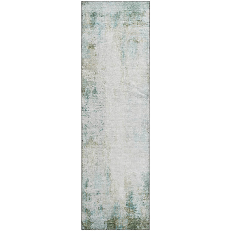 Premium Machine Washable Mayfield  modern Rug, 2'3" x 7'6" Runner, Sage