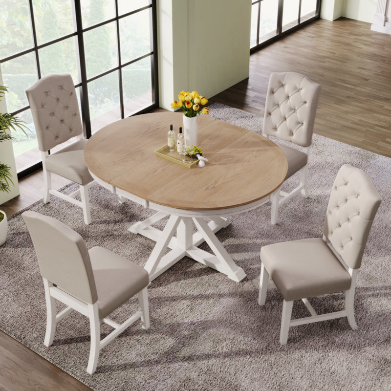 Boothville Extendable Dining Set, Oak Natural Wood