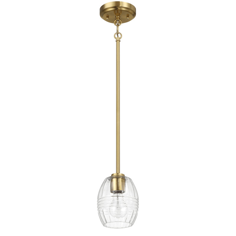 Luminaire suspendu à chaîne simple Vista avec verre transparent - laiton satiné Vista