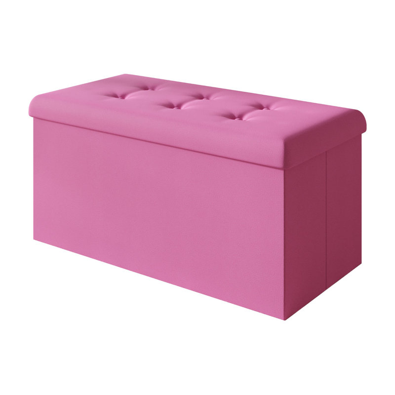 Banc de rangement rembourré Millett, Polyuréthane rose