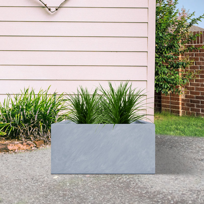 Fuller Handmade Planter Box, 15" H x 15" W x 31" D, Cement
