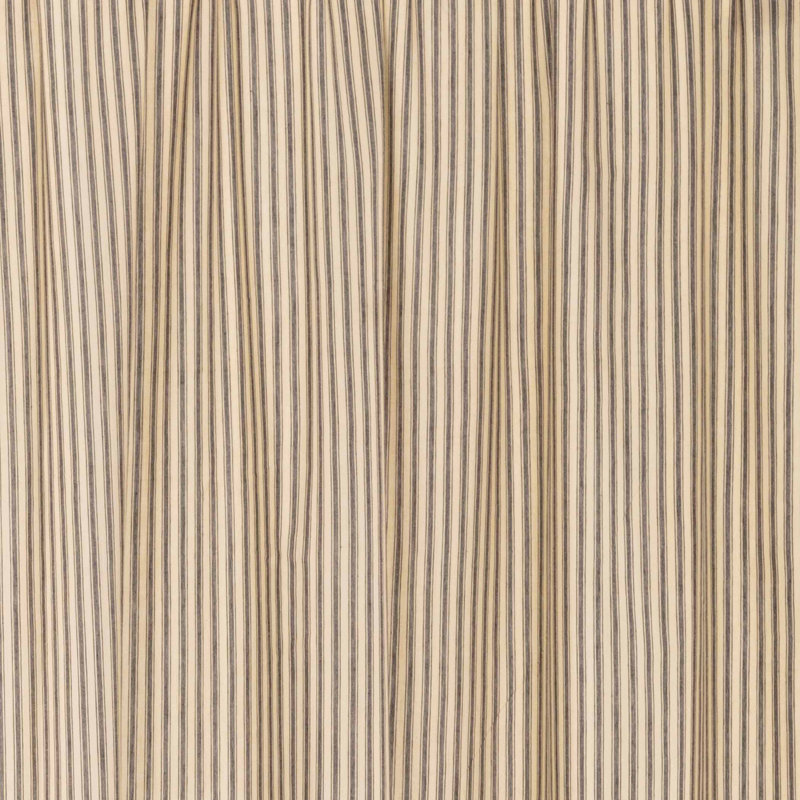 Sawyer Mill Striped Cotton Tailored 72'' W Cafe Curtain, 72" W x 24" H, Dark Crème/Coal Black