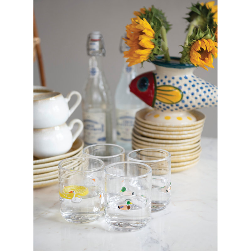 Gobelet en verre Artisan avec colverts intégrés à la main