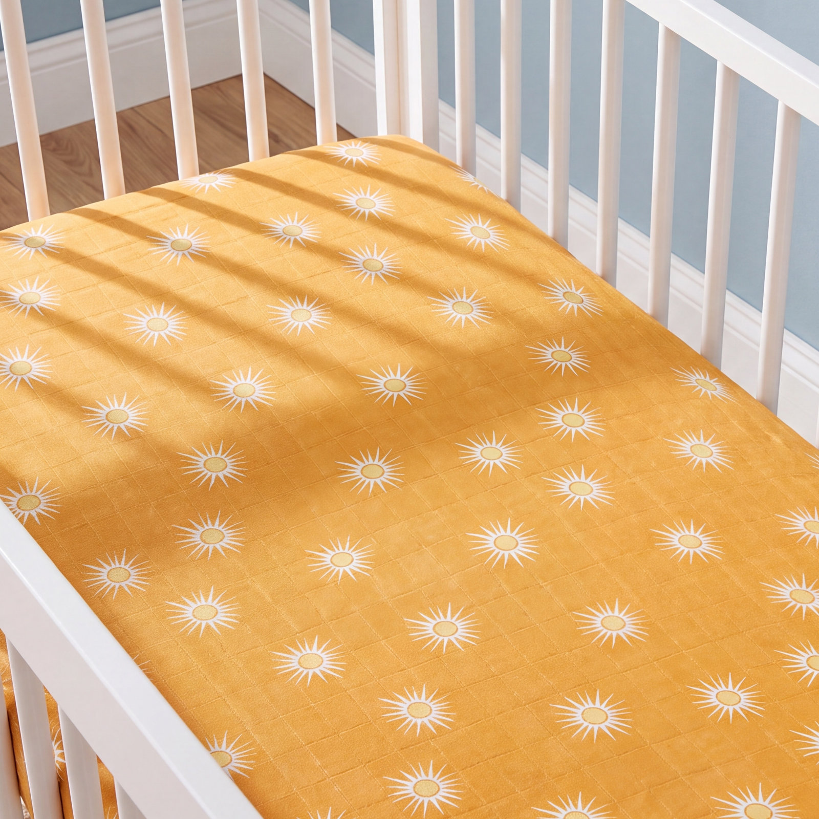 Golden Hour Muslin Midi Crib Sheet