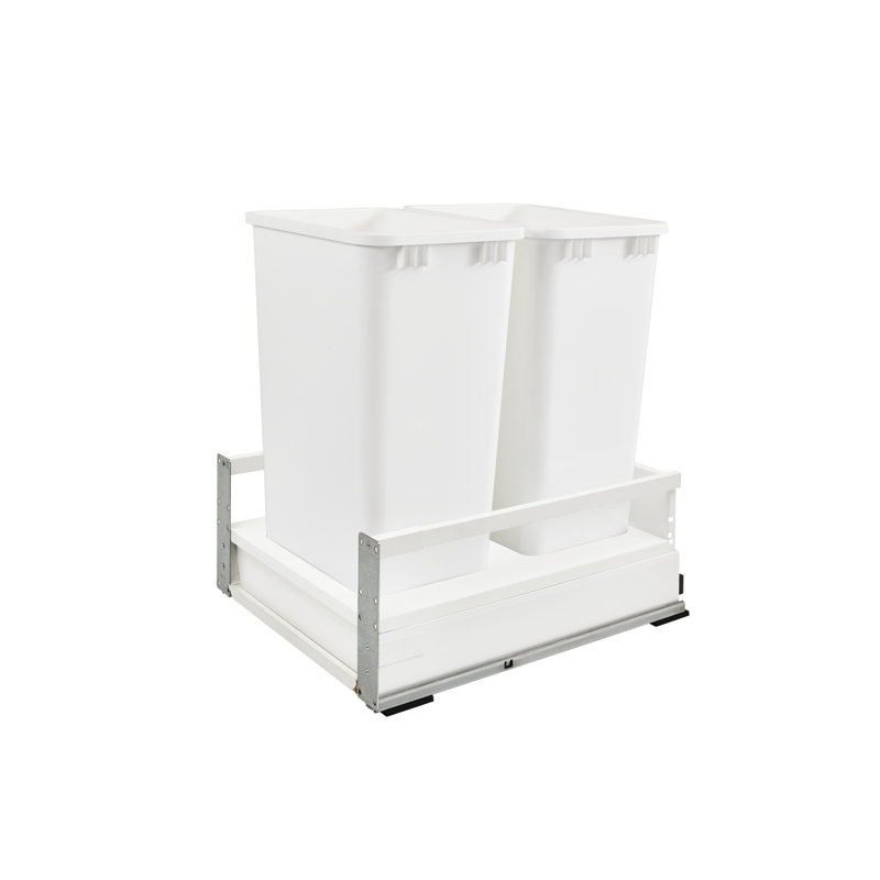 Rev-A-Shelf Tandem Pull Out Waste/Trash Container with Soft Close & Servo Drive System, 19" H x 15.5" W x 22.6" D, 8.75