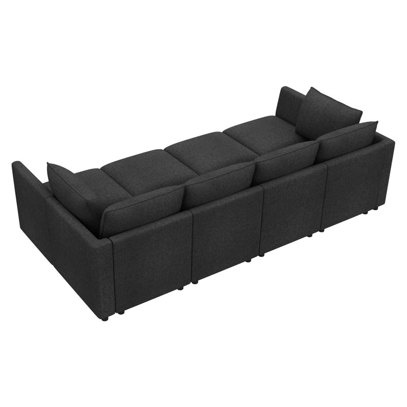 Canapé-lit modulaire en forme de U avec rangement Tremee - gris foncé, Polyester gris foncé