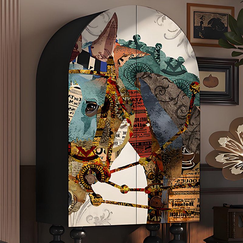Armoire de rangement en bois massif de style américain, Noir