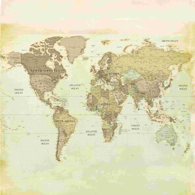 Carte sépia - art textuel sur toile tendue