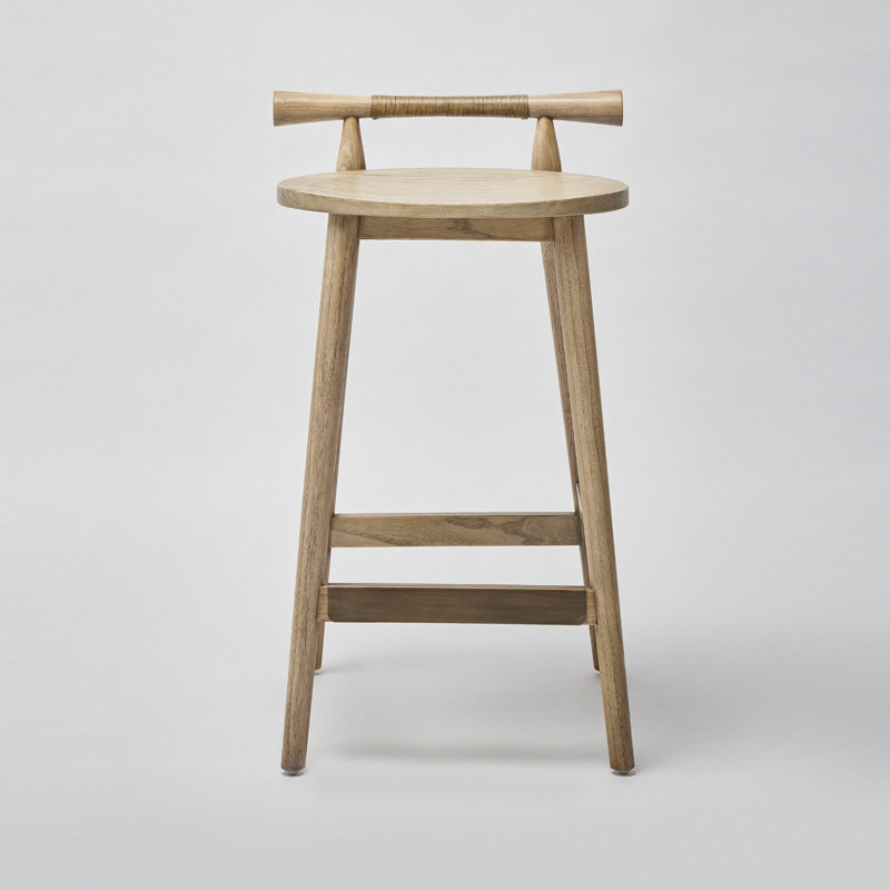 Madeira Upholstered Stool with Solid Wood Frame, Washed Taupe