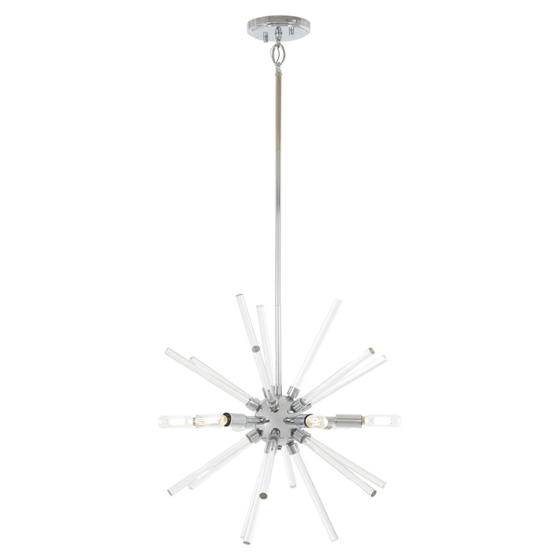 Lustre sphérique Spoutnik à 6 lumières Spiked, H 19 po x l 18 po x P 18 po, Chrome