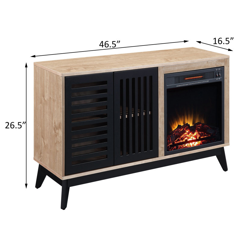 Porath Oak and Espresso Electric Fireplace with 1 Cabinet