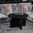 Solid Wood 30" Round Pedestal Coffee Table with Sculptural Arch Base - Matte Black Finish, Modern Living Room Accent Table  