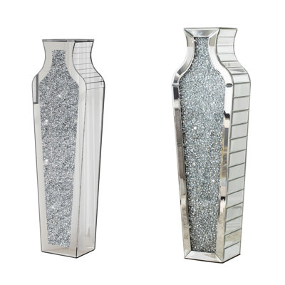 2-Piece Crushed Diamond Floor Vase Set