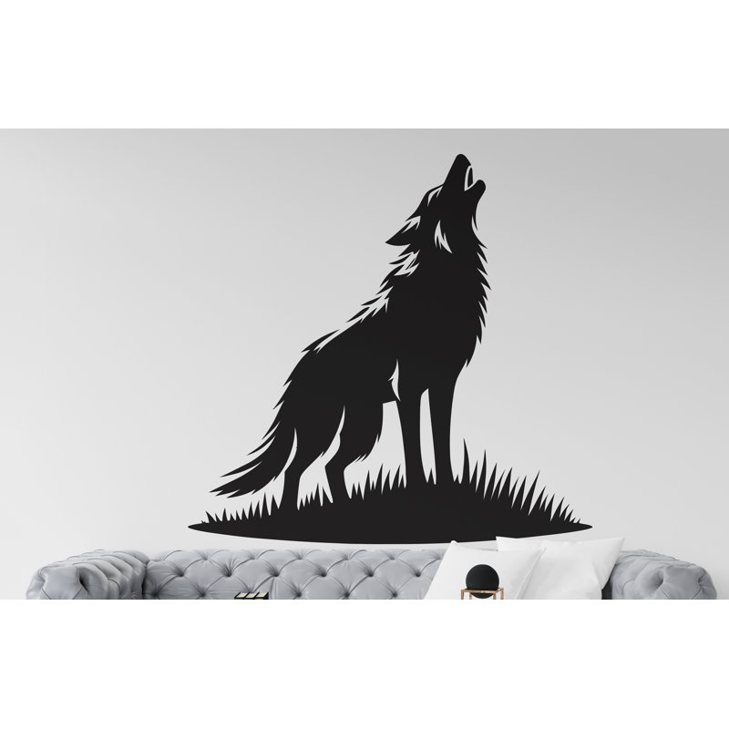 Adhésif décoratif loup, décoration murale loup, art mural, amoureux des loups, loup, H 44 po x l 44 po, Noir mat