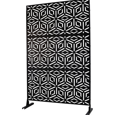 Écran d'intimité en métal H 76 po l noir. Améliorez-vous dans divers environnements. Cloison autoportante pour terrasse et balcon. Fabrication en acier. Polyvalent pour la zone d'alimentation des oiseaux de jardin. Facile à installer - Améliorez