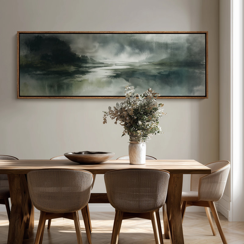 Extra Large Moody Green Landscape, reproduction d'art, H 20 po x l 60 po, Naturel