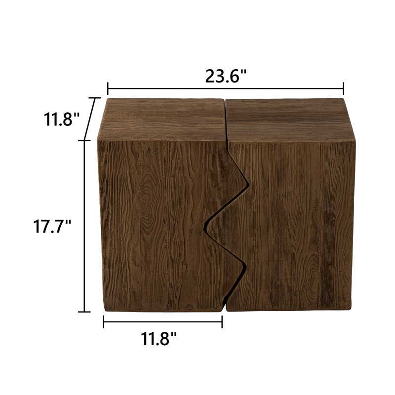 Table d'appoint en béton Alyasia, Bois
